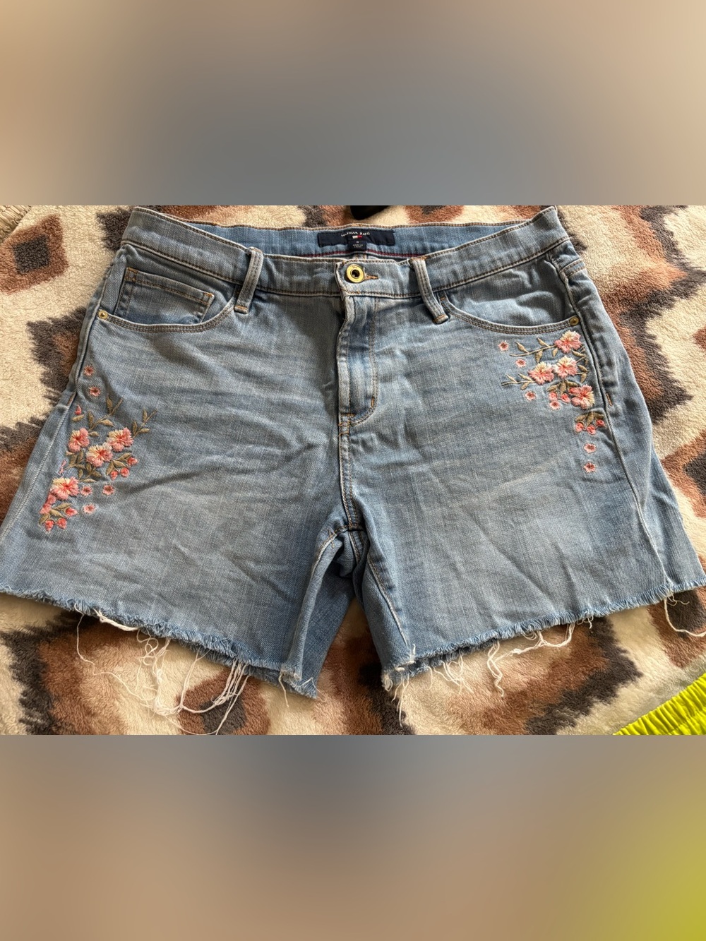 Embroidered Denim Shorts